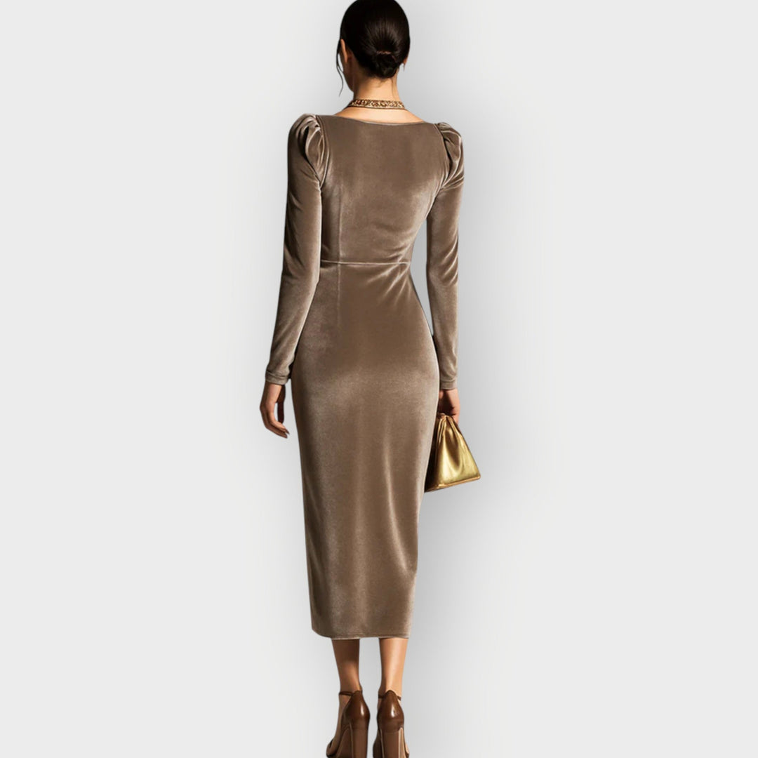 Elara | Ruched Elegant Midi Dress