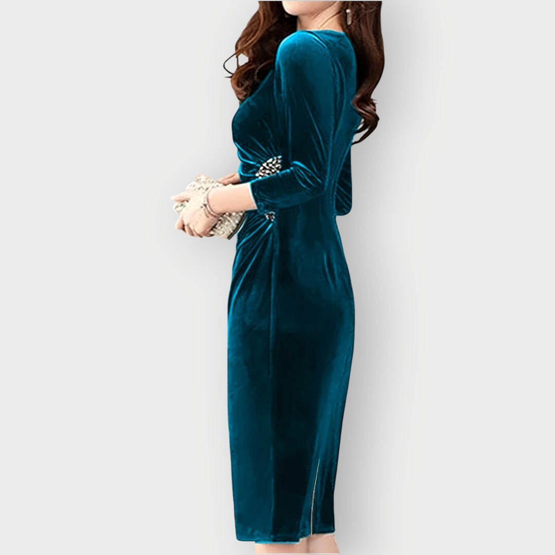 Vela | Luxe Velvet Slit Dress