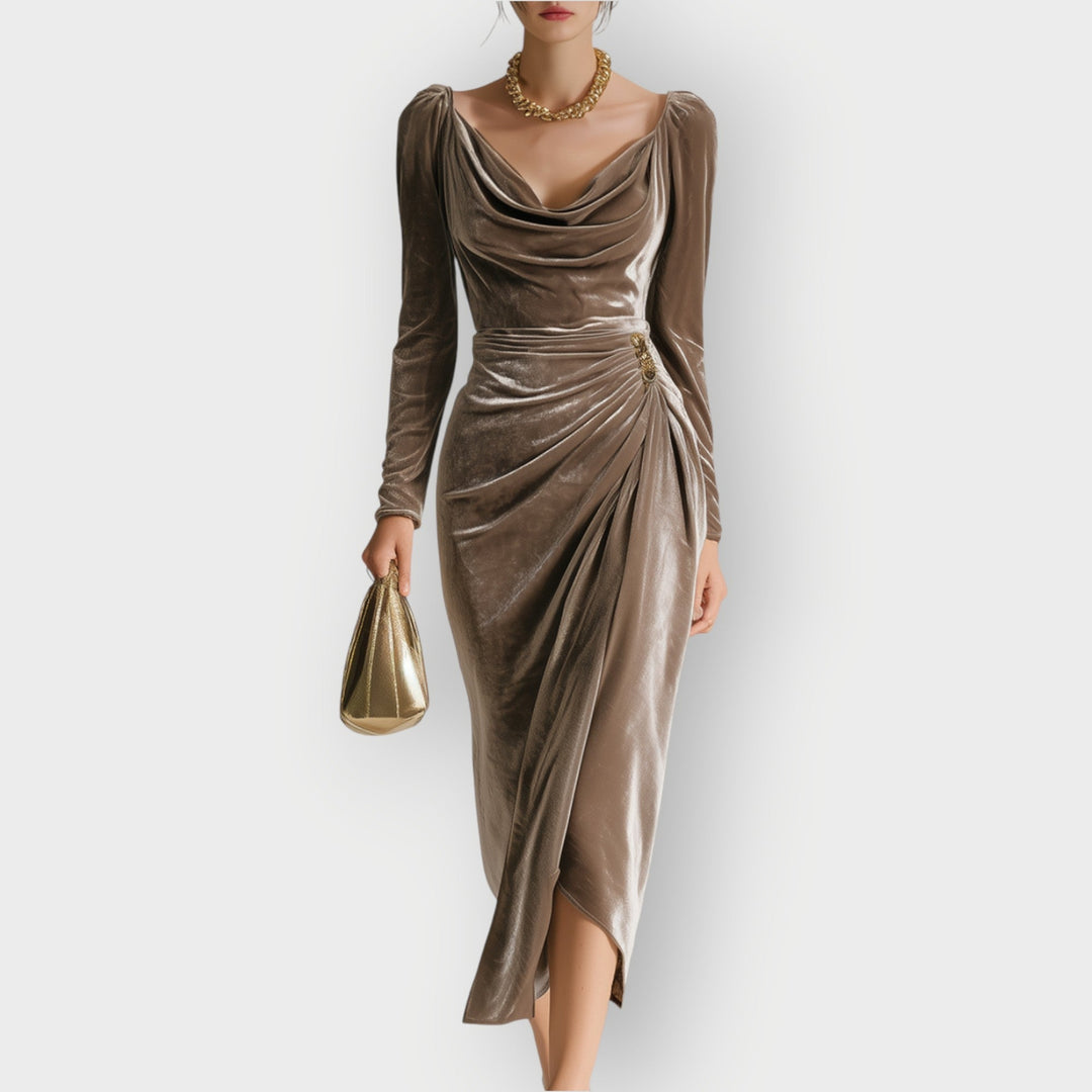 Elara | Ruched Elegant Midi Dress