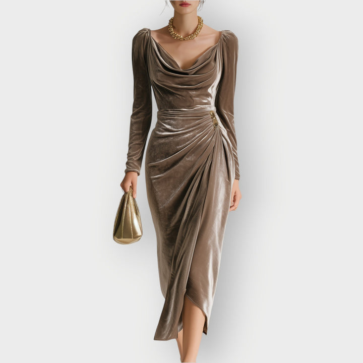 Elara | Ruched Elegant Midi Dress
