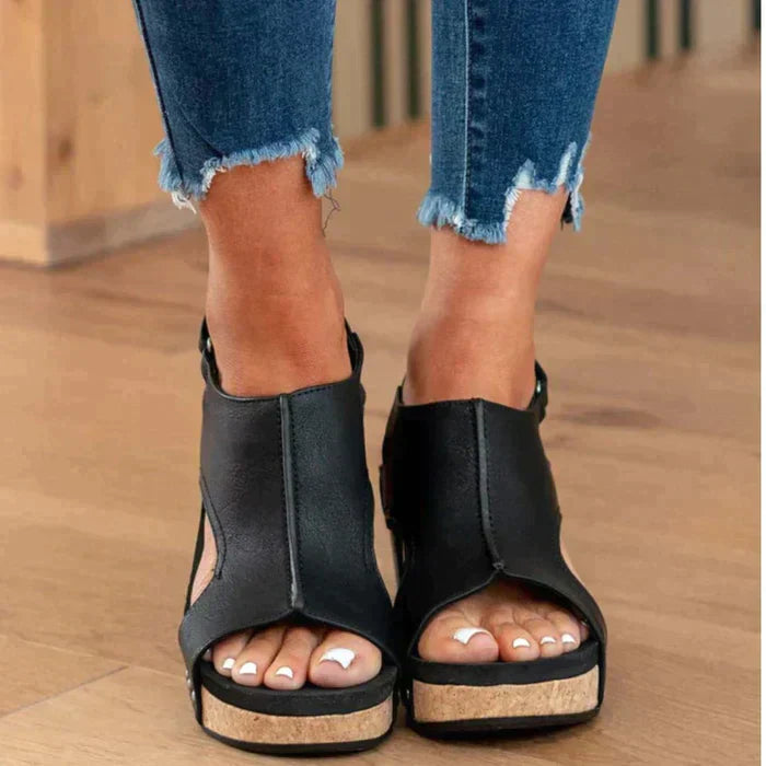 Paige - Open Wedge Cut-Out Sandals