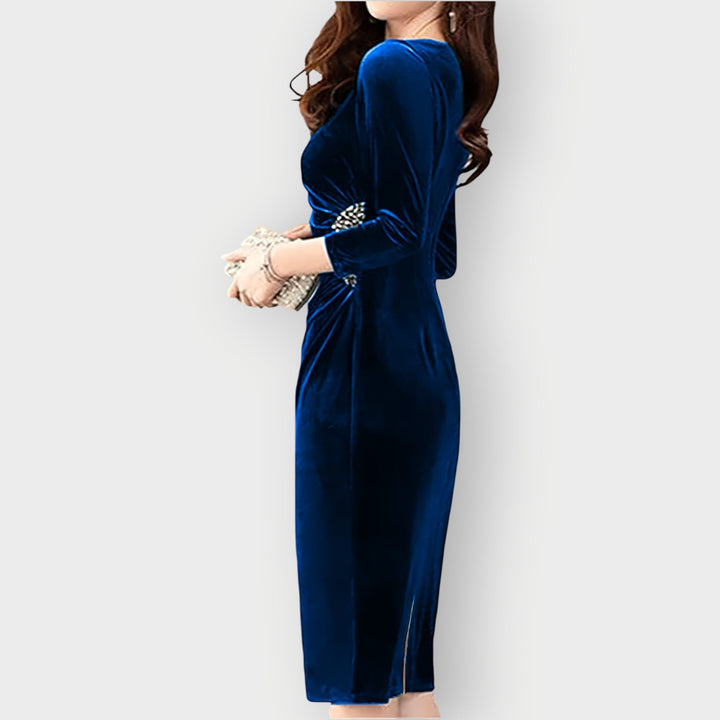 Vela | Luxe Velvet Slit Dress