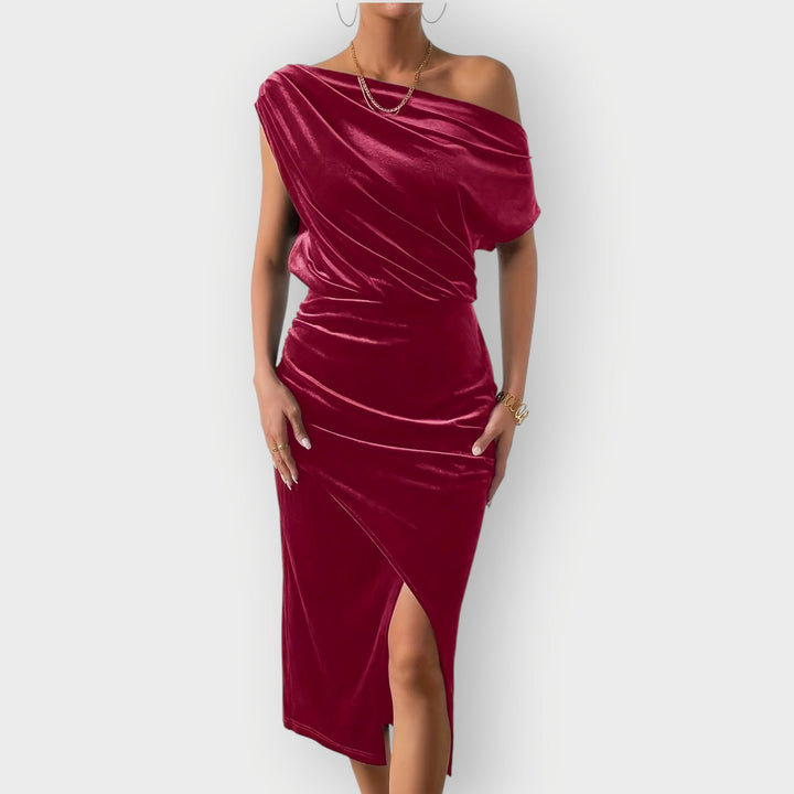 Serena | Luxe Off-Shoulder Midi Dress