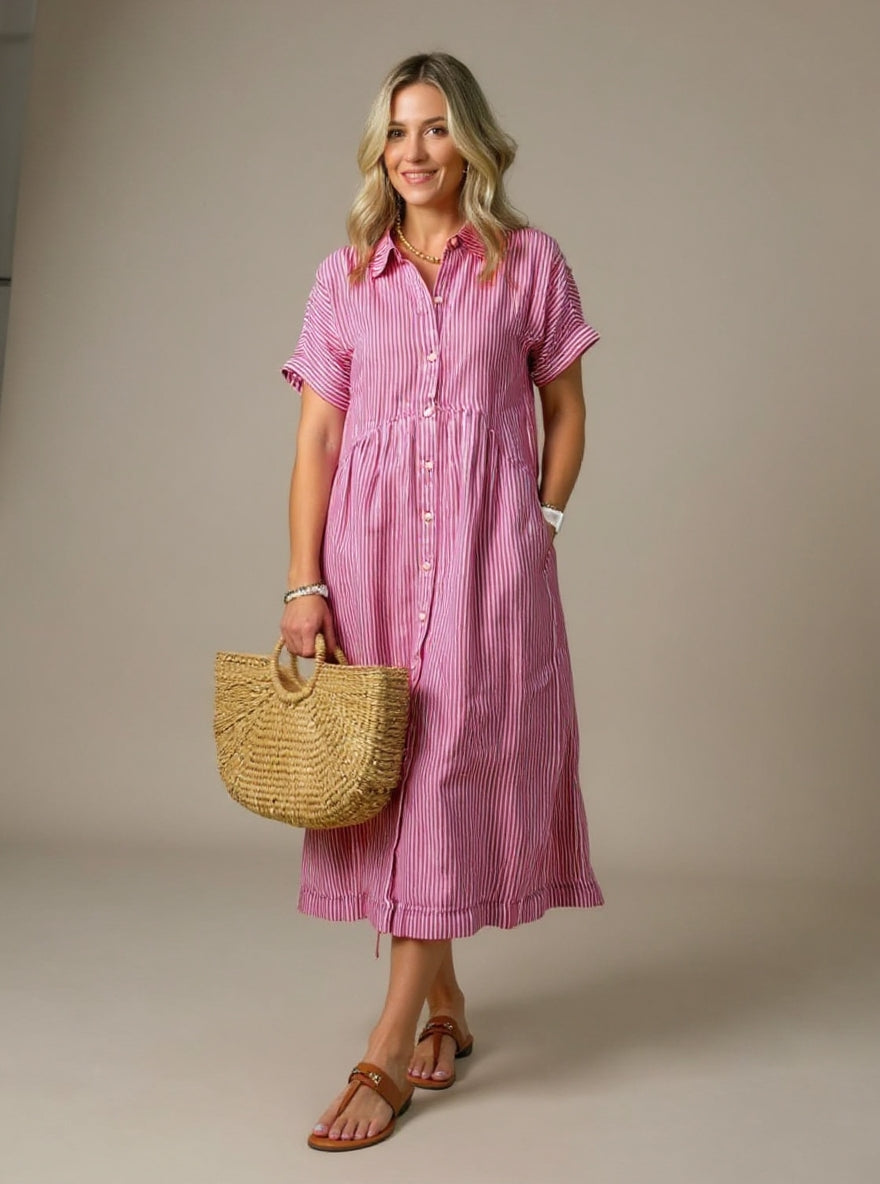 Lydia | Striped Shirt Dress