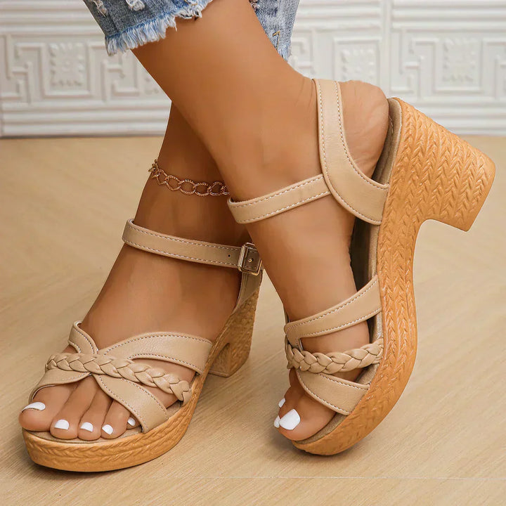 Clara - Braided Block-Heel Sandals