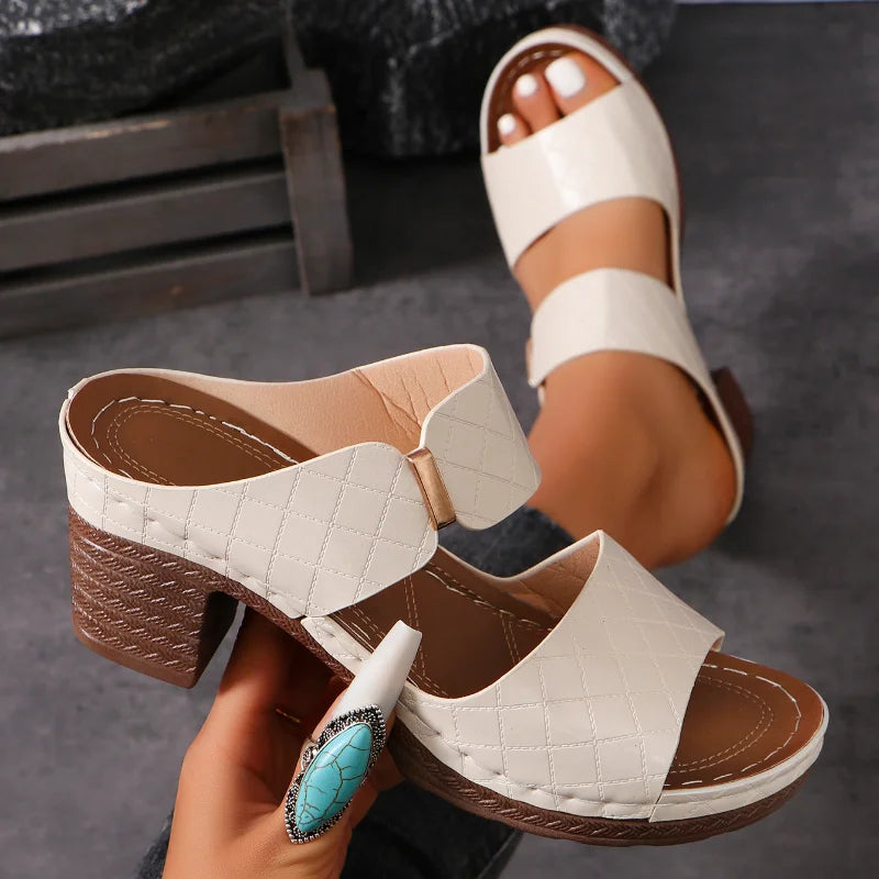Tara - Slip-On Block Heel Sandals