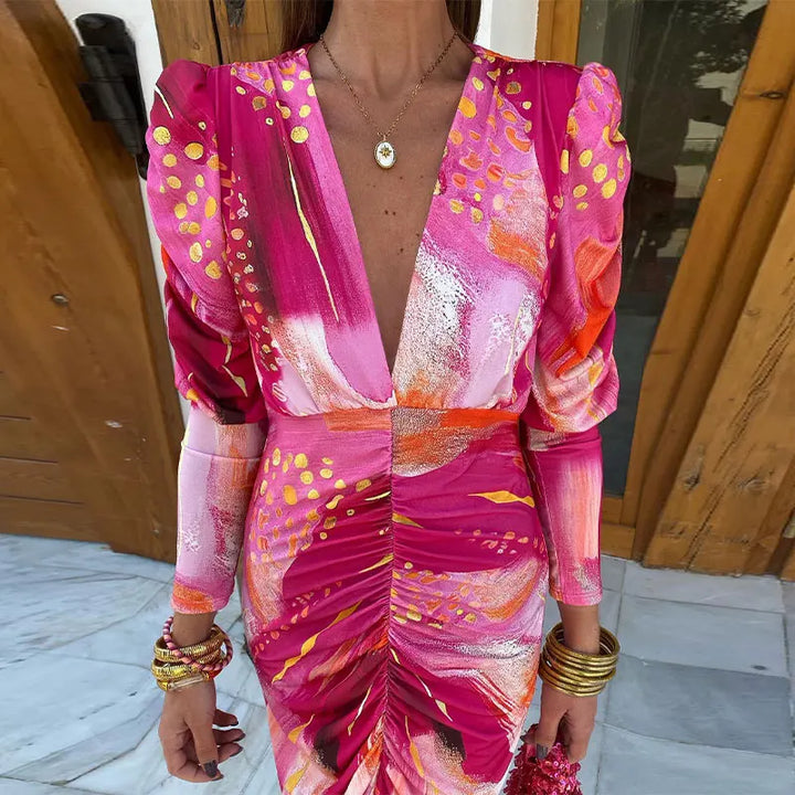 Mirabelle | Painterly Drape Midi Dress