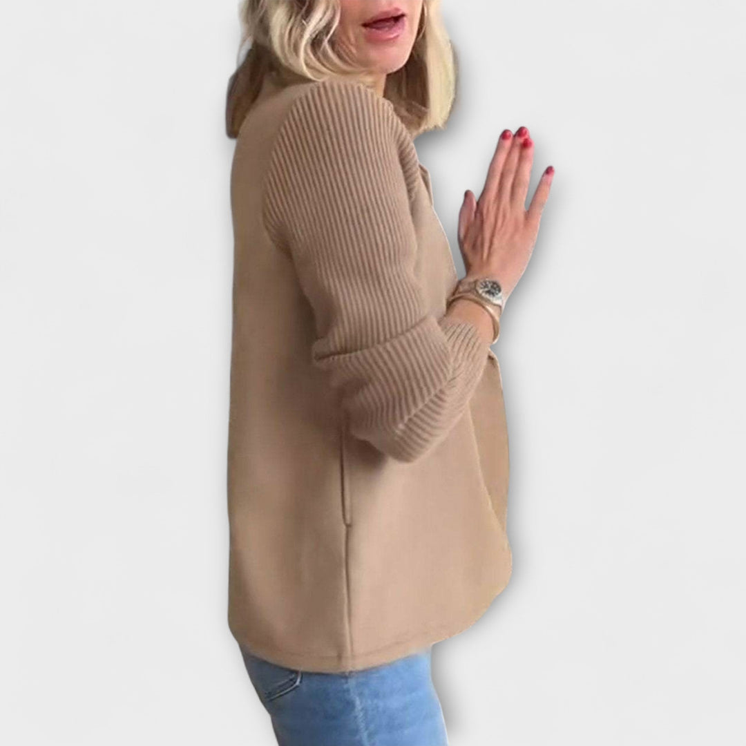 Amora - Elegant Knit-Sleeve Blazer