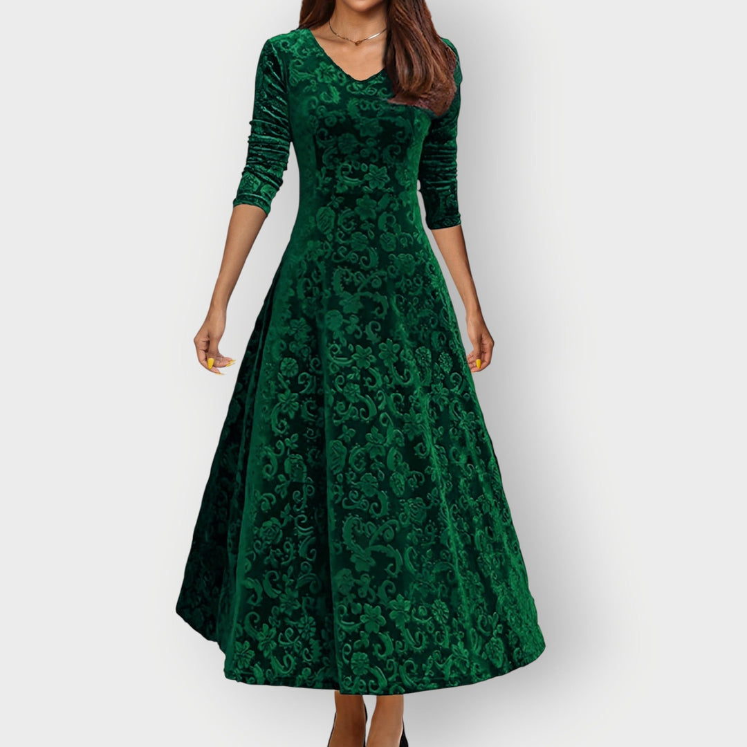 Helena | Vintage Jacquard Midi Dress