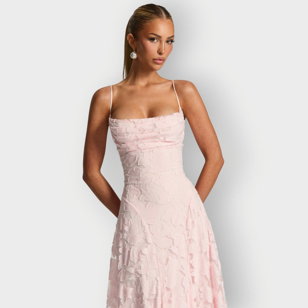 Elara | Elegant Strapless Floral Gown