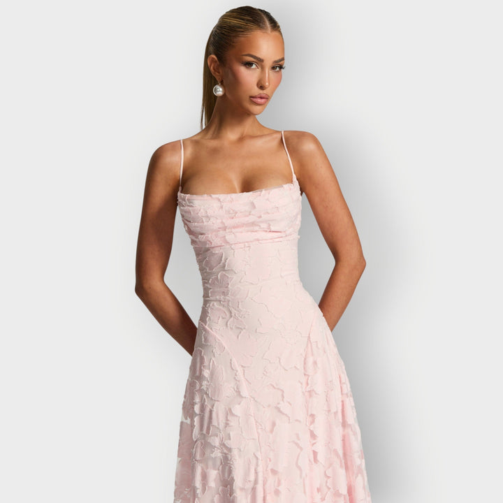 Elara | Elegant Strapless Floral Gown