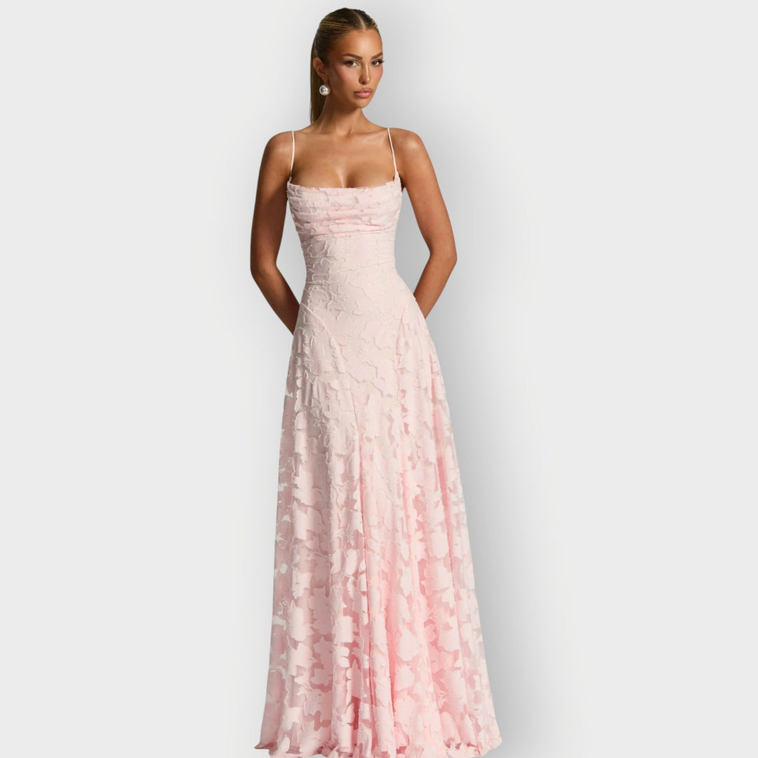 Elara | Elegant Strapless Floral Gown