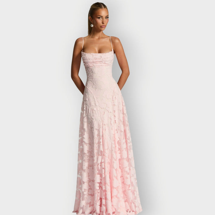 Elara | Elegant Strapless Floral Gown