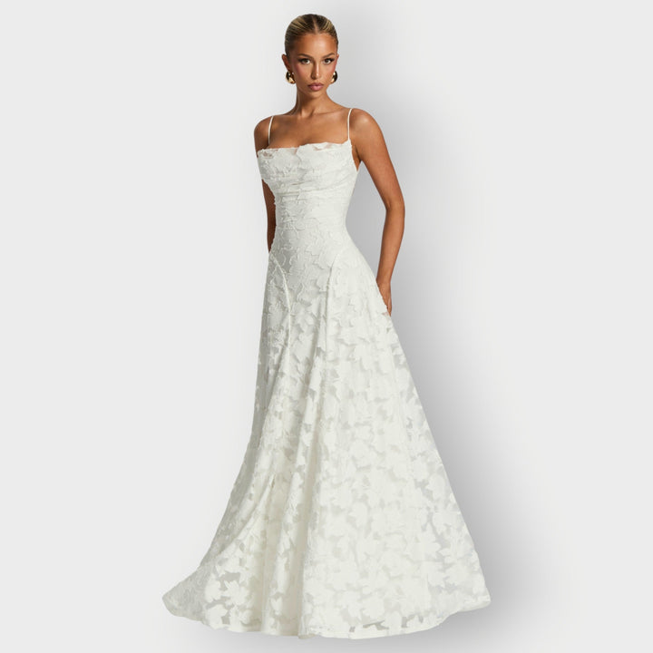 Elara | Elegant Strapless Floral Gown