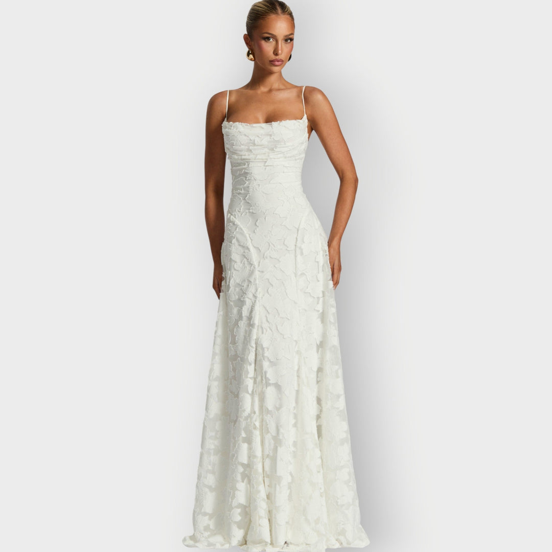 Elara | Elegant Strapless Floral Gown