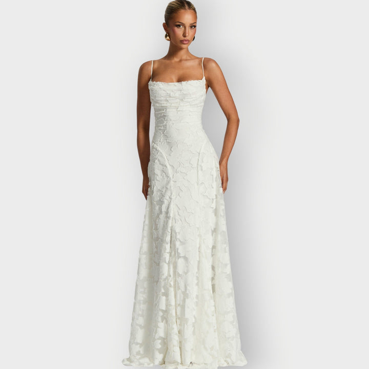 Elara | Elegant Strapless Floral Gown