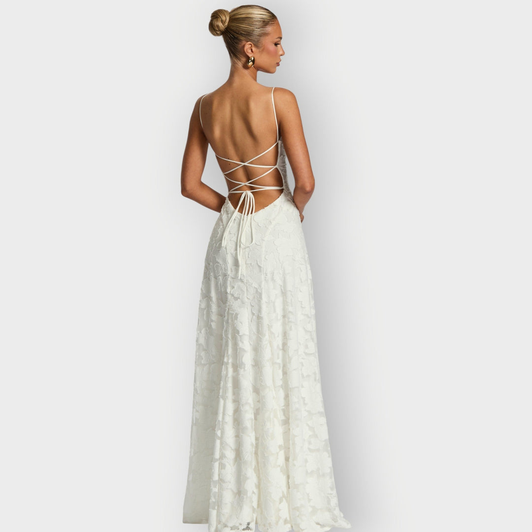 Elara | Elegant Strapless Floral Gown