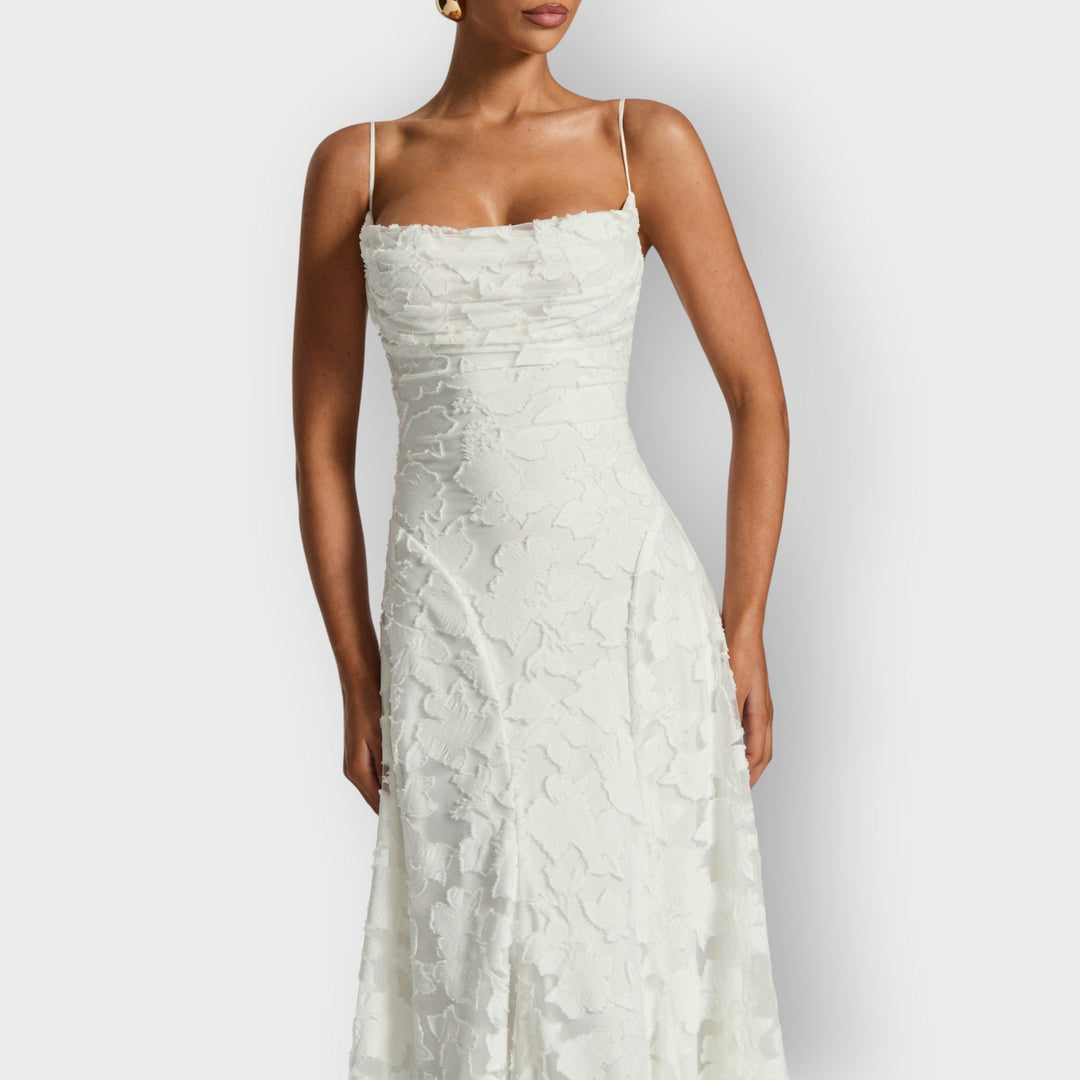 Elara | Elegant Strapless Floral Gown
