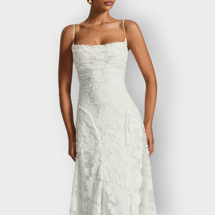 Elara | Elegant Strapless Floral Gown