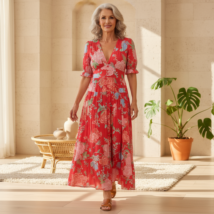 Amara | Flowing Floral Midi Dress